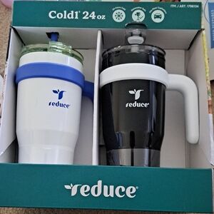 Reduce 24 oz Insulated Travel Mugs - White & Black (2-Pack)